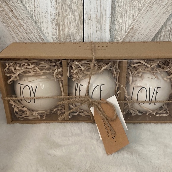 Rae Dunn Joy Peace Love Ceramic Ornaments - Picture 1 of 7
